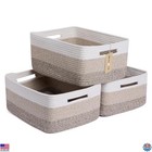 3-Pack Gradient Brown Woven Rope Storage Baskets - Large 17x13x7.5” Organizers