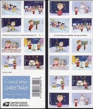 2015 5 SHEETs OF 20 FIRST CLASS LETTER STAMPS A CHARLIE BROWN CHRISTMAS 78¢