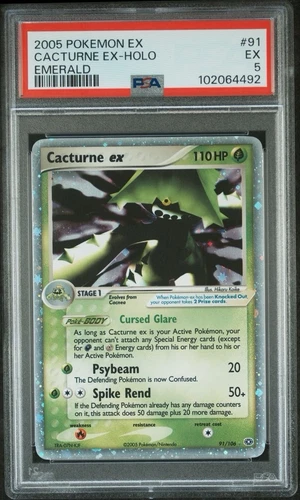 2005 Pokémon EX Emerald 91 Cacturne EX Holo PSA 5 EX