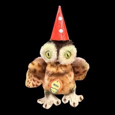 VTG Original Steiff Mohair Wittie Owl Stuffed Animal Toy 4  Germany