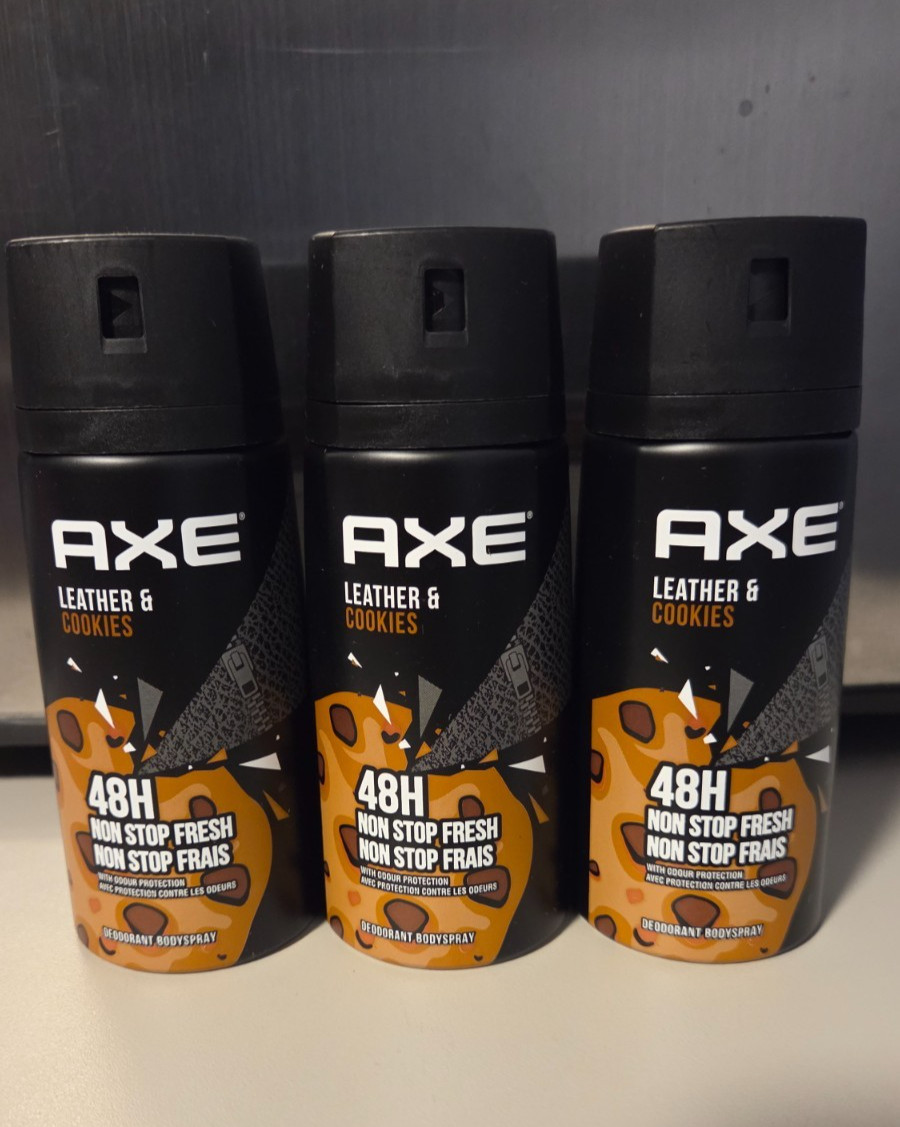 3 Pack Axe Leather & Cookies  Mens Deodorant Body Spray, 150