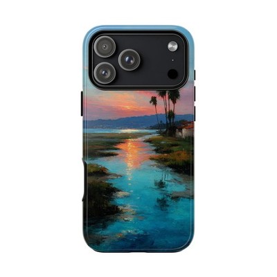 For iPhone/Galaxy/Pixel | Phone Ink Case | Riverbank Sunset Horizon Beach