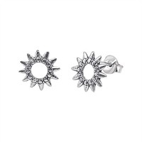 Ohrstecker Offene Sonne 925 Sterling Silber Zierlich Himmlisch - Silverly