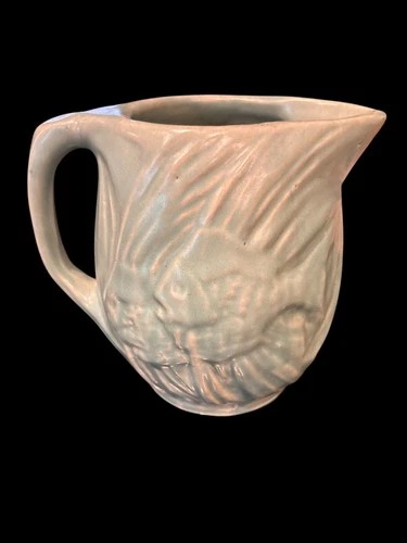 Vintage McCoy Pottery Angelfish Pitcher – 1930s–40s Blue Gray Art Pottery