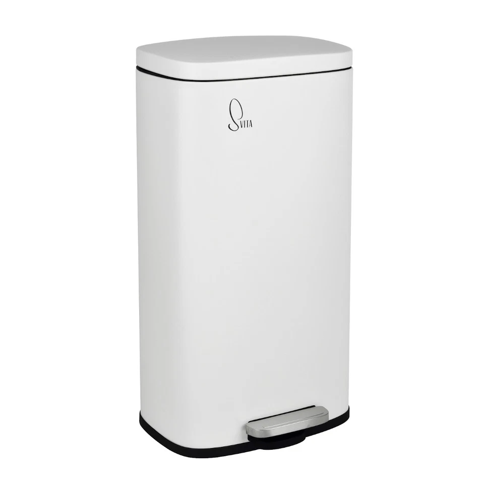 B-Ware SVITA TQ30 Mülleimer 30L Treteimer Abfallbehälter Softclose Deckel Weiß