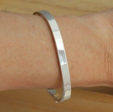Image of 925 Sterling Silver Square Hinged Bangle Bracelet Plain 5mm Wide UK Hallmarked