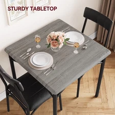 3 Piece Dining Table Set ,Compact Kitchen Table and 2 Upholstered Chair Set Home