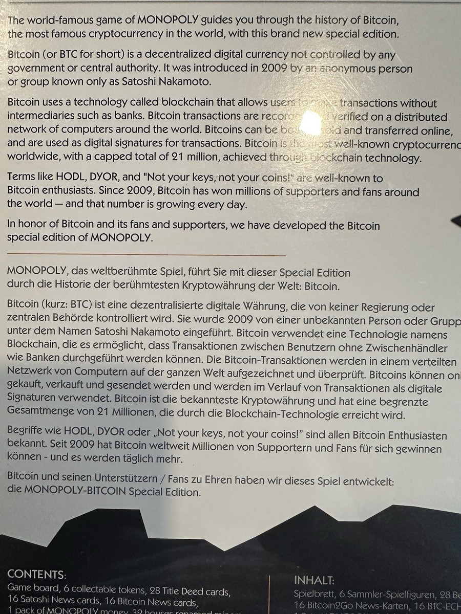 Bitcoin Monopoly Limited Edition Rare Official HASBRO (only 804 made) Used  | eBay