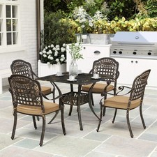 Vintage Garden Dining Set Outdoor Patio Furniture Table And 4 Chairs Cushions