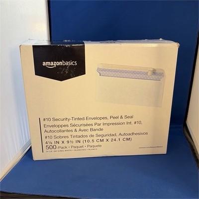 AmazonBasics #10 Security-Tinted Peel & Seal Envelopes 4 1/8 x 9 1/2 500