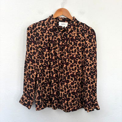 Bash BA&SH Lady Shirt Top Women Size Small Leopard Button Down Long Sleeve