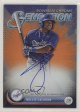 2017 Bowman Chrome Sensation Orange Refractor 22/25 Willie Calhoun Auto qc0