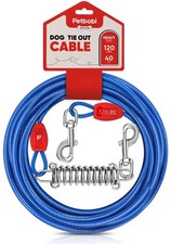 Petbobi Dog Tie-Out Cable 40ft -Heavy Duty Dog Lead Up to 120 lbs, Outdoor Le...