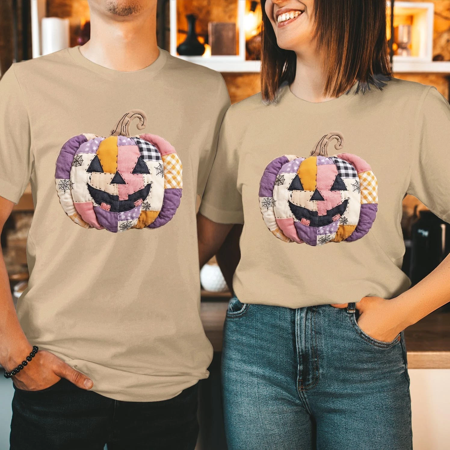 Patchwork Pumpkin Halloween Sweatshirt Trick or Treat Top