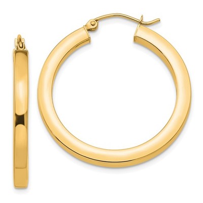 14 Karat Gelbgold runde Röhre Creolen hochglanzpoliert leicht minimalistisch Schmuck