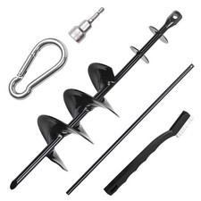 Heavy Duty Dog Tie-Out Cable and Stake, 30 ft, Up to 210 lb, Black  Spring B...
