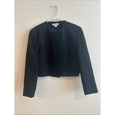 Ann Taylor Black Cropped Collarless Blazer