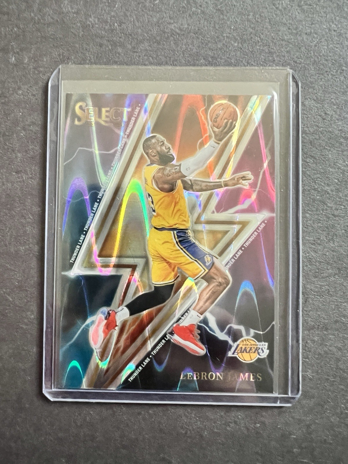 Lebron James 2023-24 Panini Select Thunder Lane #8 Tectonic Prizm SP Lakers