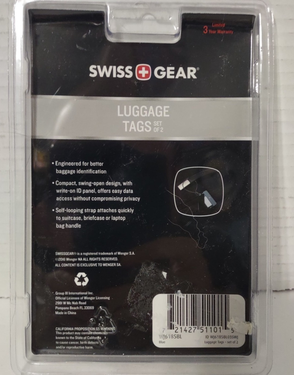 Swiss Gear Suitcase Luggage Tag ID Set of 2 &ndash; Blue & Gray &ndash; NIB