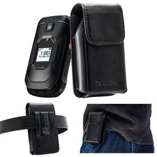 Leather Flip Phone Case with Belt Clip, Pouch for Kyocera TCL Nokia Flip ...