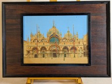 Italian Antique Framed Painting Basilica San Marco Venice Italy 1800s