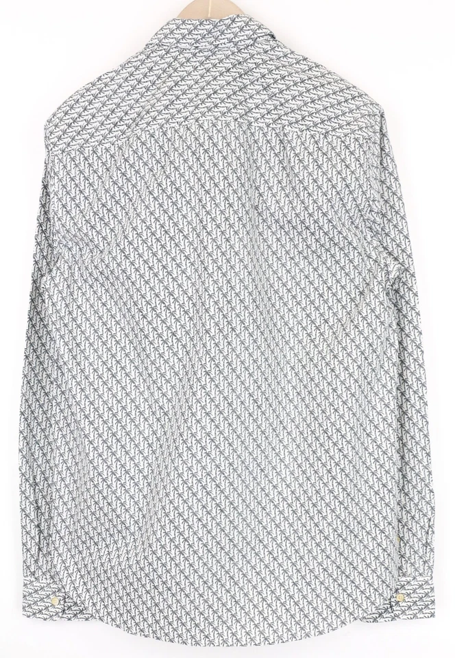 Scotch & Soda AMS Couture Chemise Homme 2XL Blanc Coton Palm Motif Manche Longue - Photo 3/4