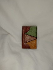 Patchwork Leather Trifold Keychain Key Case 6 Hook Holder 1960's Retro - Vintage