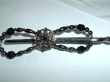 Small Lilla Rose Flexi Hair Clip Black Crystal and Marcasite Flower New w Tag