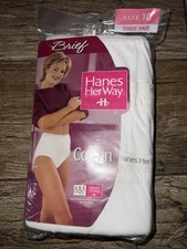 1995 cotton hanes her way size 10 White 3 pair Pack White Briefs