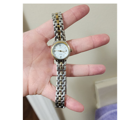 Timex Indiglo Women's Two-Tone Analog Quartz Watch Silver Gold Metal