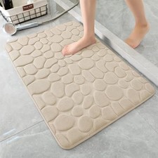 Bathroom Memory Foam Bath Mat Soft Ultra Absorbent Pebble Design Machine Wash
