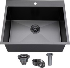18x18 Inch Drop In Black Bar Sink, 18 Inch Gunmetal Black Small Kitchen Sink,...