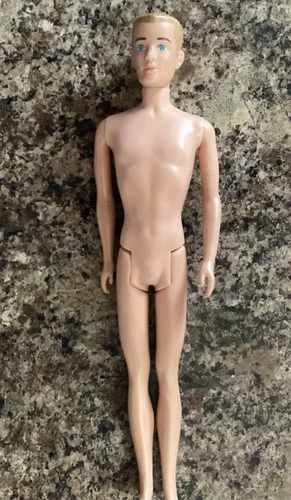 Vtg Ken Doll Blonde Molded Hair Blue Eyes Straight Legs Mattel 1960 Japan Foot
