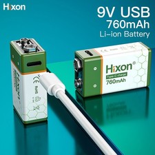 Hixon USB-C 9V Rechargeable Lithium Batteries 9V Block Batteries 760mAh LOT