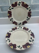 2 x Emma Bridgewater Hellebore by Mary Fedden Dinner Plate 10.5'/ 27cm used chip