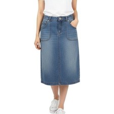 Union Bay Skirt Women Small Blue Denim Knee Length Pencil Pockets Y2K Casual Fit