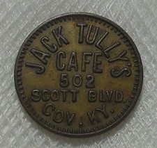 COVINGTON KENTUCKY JACK TULLY'S CAFE 5&cent; TRADE TOKEN