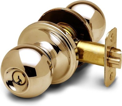 Polished Brass Keyed Entry Door Knob - Quick DIY Install, ANSI Grade-3 Certified