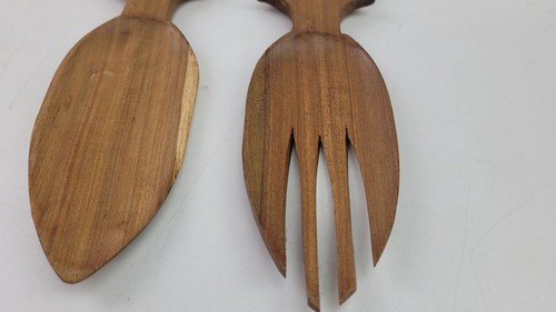 Salatbesteck Holz Elefanten Griff geschnitzt alt Deko Afrika Ethno #252523 - Bild 3 von 17