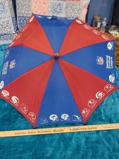 NFL  FOOTBALL TEAMS Vintage Umbrella Red Blue Wood Handle USED Great Condition