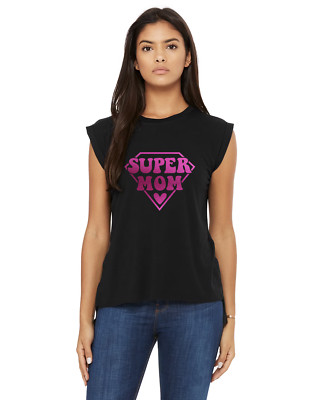 Super Mom Ladies T-shirt Hot Pink Printed