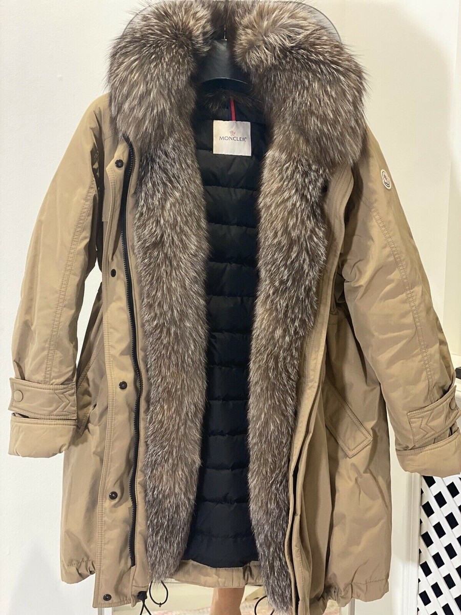 NEW! $4,975 Moncler Lagopede Fur Trimmed Parka Silver fox Size S-M