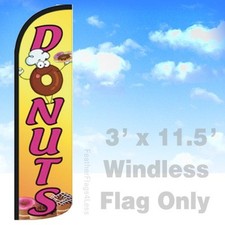 DONUTS - Windless Swooper Flag Feather Banner Sign 3x11.5 - yq