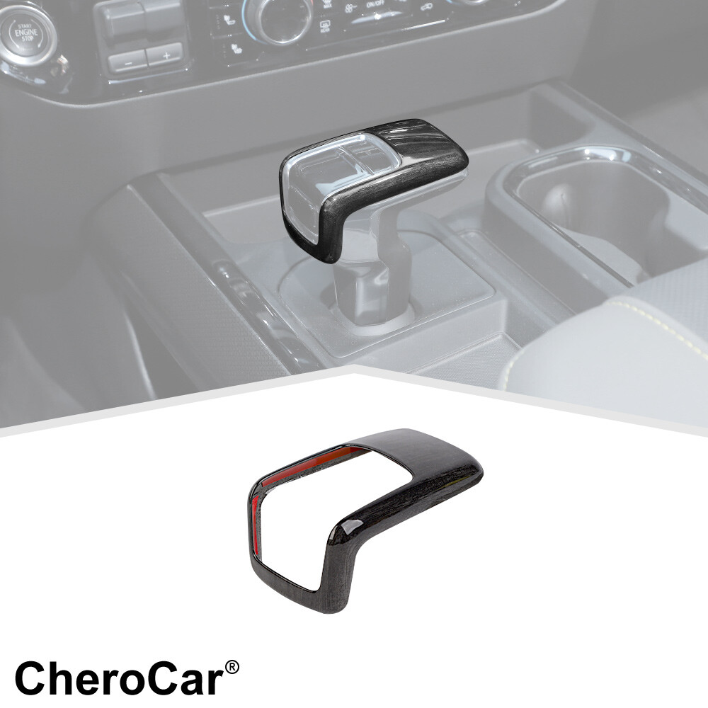 Dark Wood Grain Gear Shift Knob Head Cover Trim For Chevrolet Silverado 2022-24