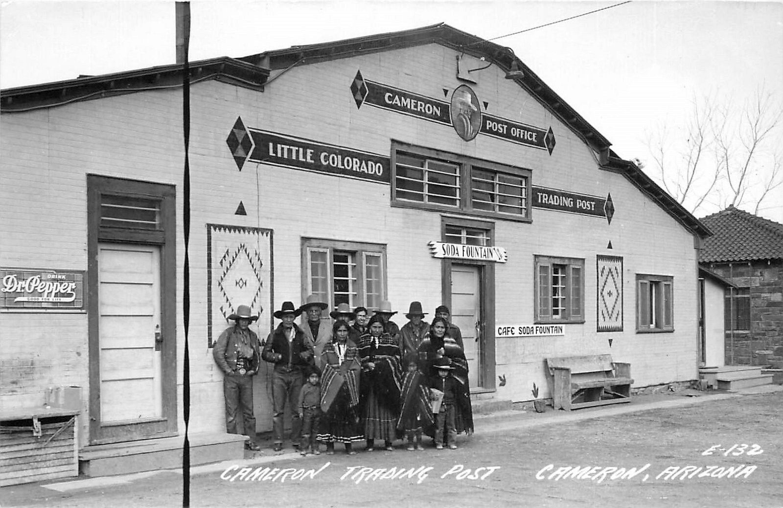 1940s Cameron Arizona trading post native people Cook RPPC Postcard 25-4443