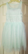 Girls Zunie Light Seafoam Green Dress Size 7 Tulle Layered Skirt Lace Tank Top