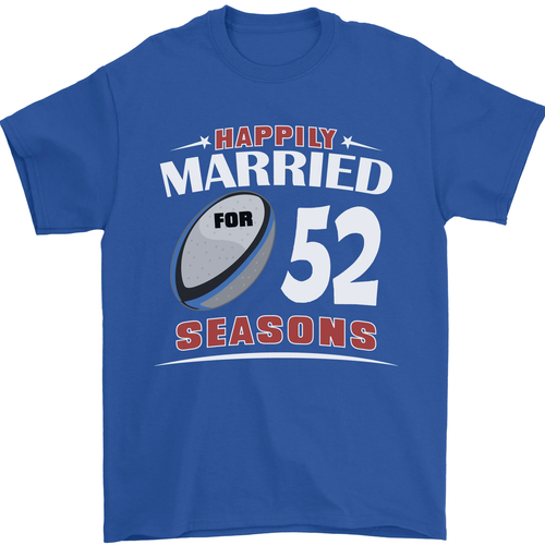 52 Year Wedding Anniversary 52nd Rugby Mens T-Shirt 100% Cotton - Picture 48 of 109