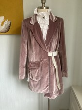 Pink Velvet Jacket Size 14 Viscose Silk Unusual Quirky Designer Bianca Whyte