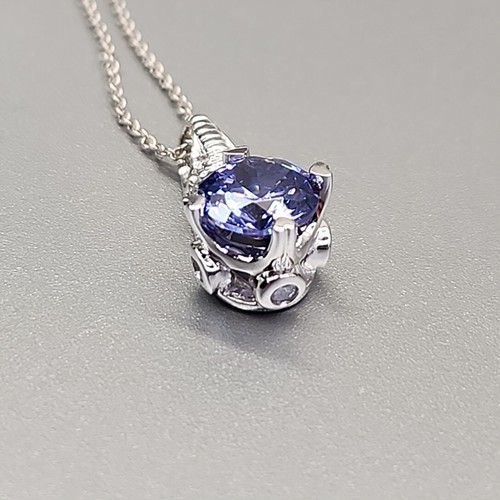 Lab Created Tanzanite Pendant Necklace Purple Stone 925 Sterling Silver 17" JTV - Picture 6 of 14