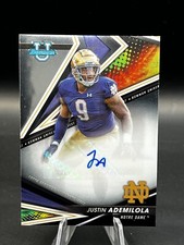2022 Bowman’s Best University JUSTIN ADEMILOLA Auto Rookie RC #BA-JUA Notre Dame